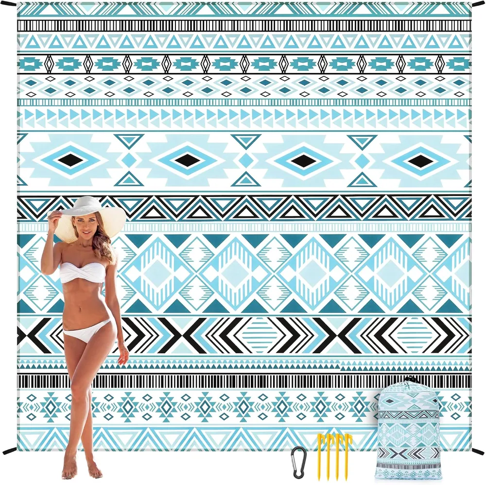 Aqua Aztec Beach Blanket