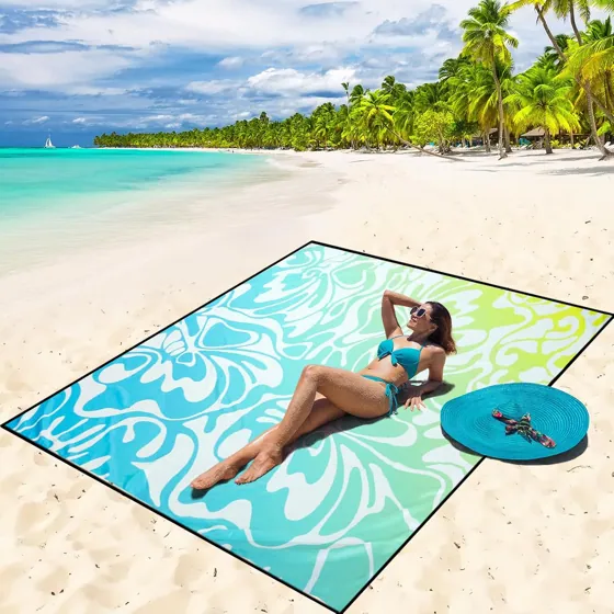 Aqua Bloom Beach Blanket