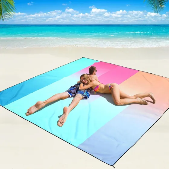 Aqua Pink Blocks Beach Blanket