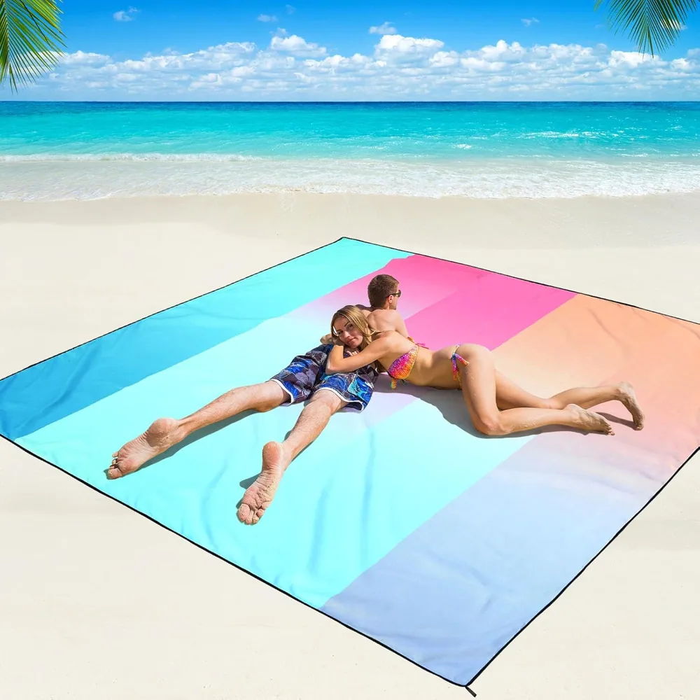 Aqua Pink Blocks Beach Blanket