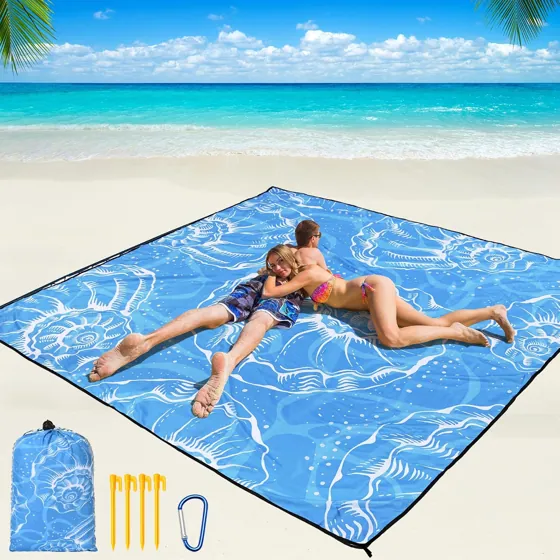 Big Shell Blue Beach Blanket