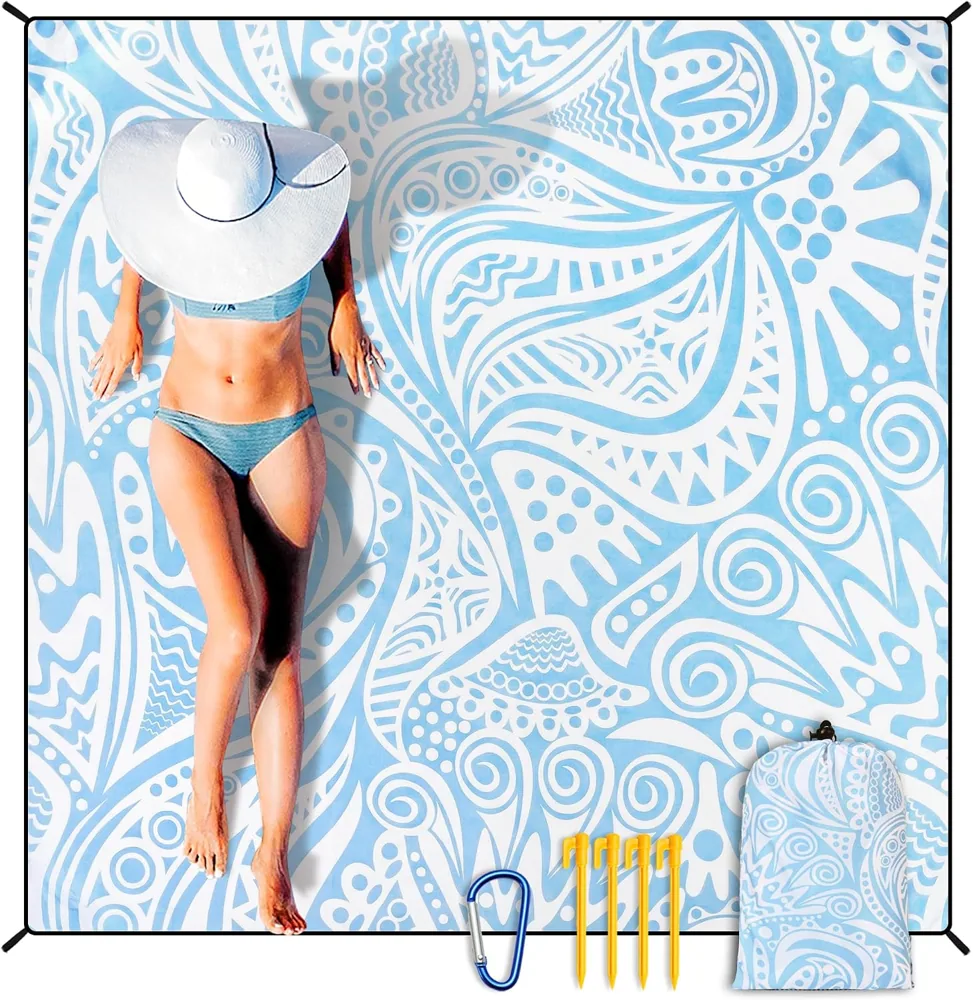 Blue Paisley Swirl Beach Blanket