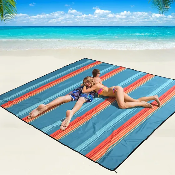 Cabana Stripe Teal Beach Blanket