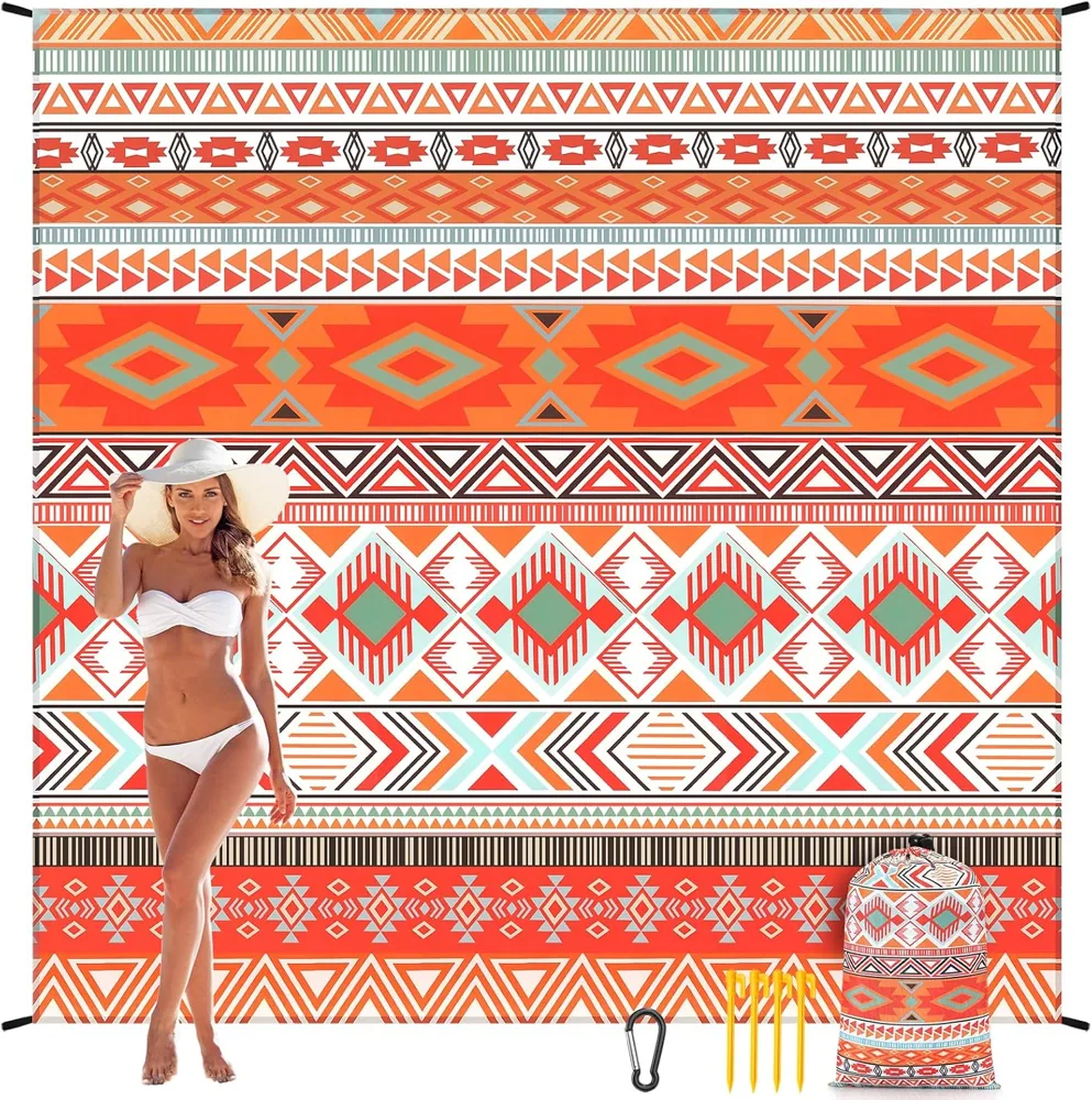 Coral Aztec Beach Blanket