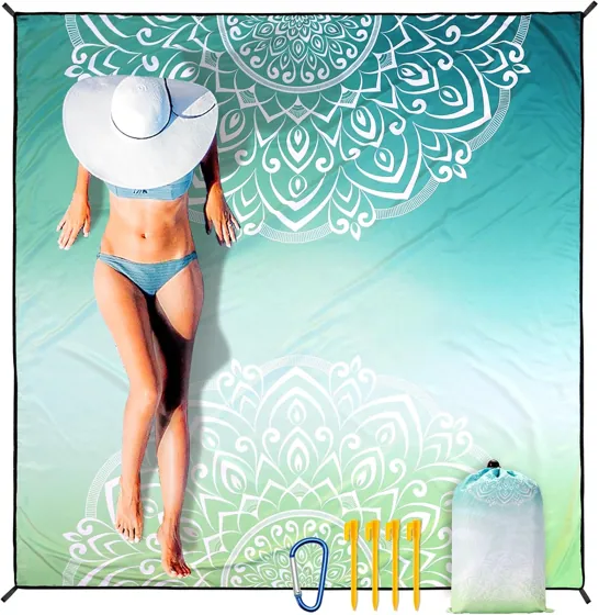 Emerald Mandala Beach Blanket