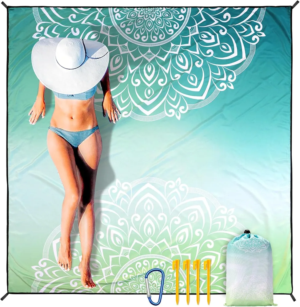Emerald Mandala Beach Blanket