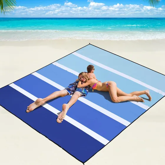 Four-Stripe Blue Beach Blanket