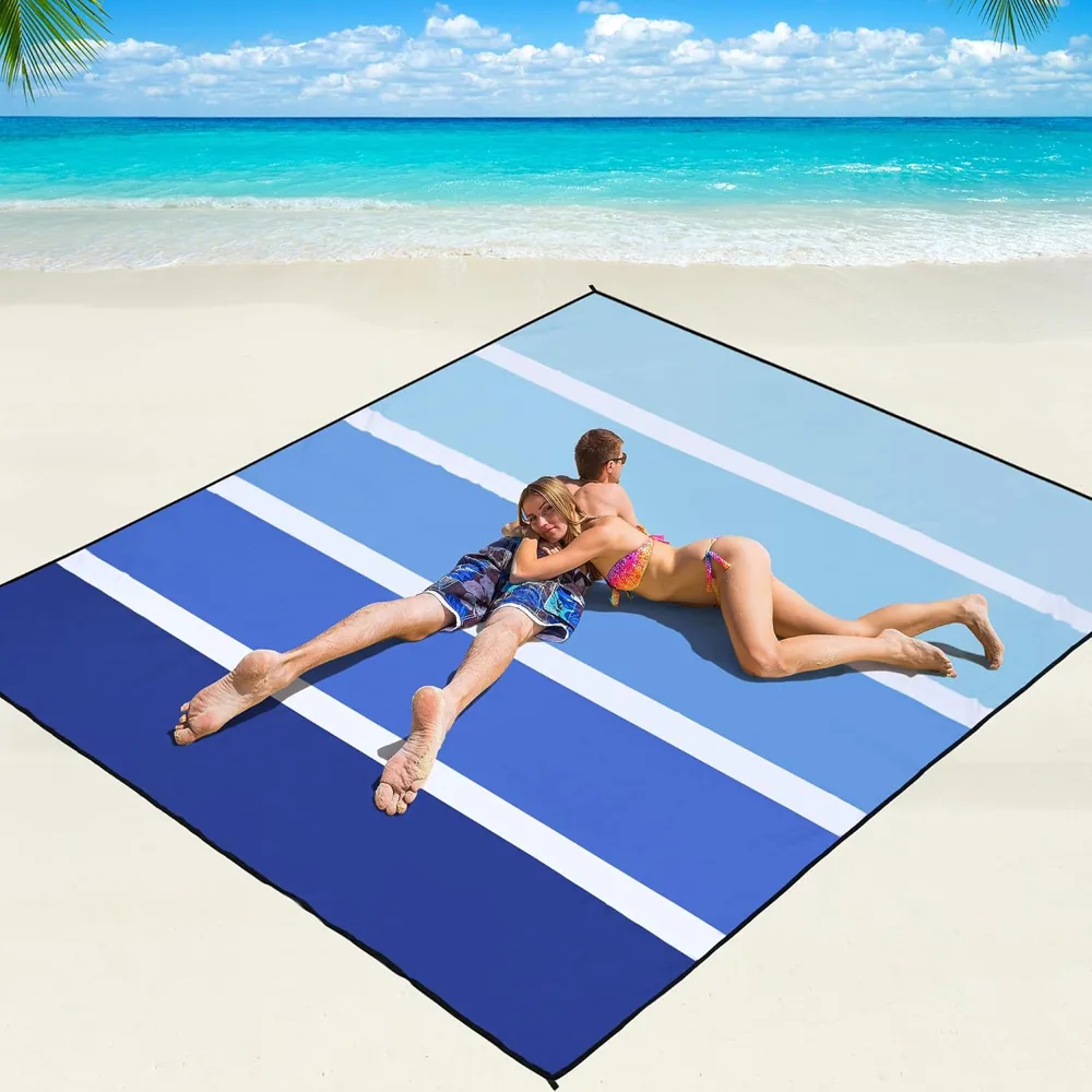 Four-Stripe Blue Beach Blanket