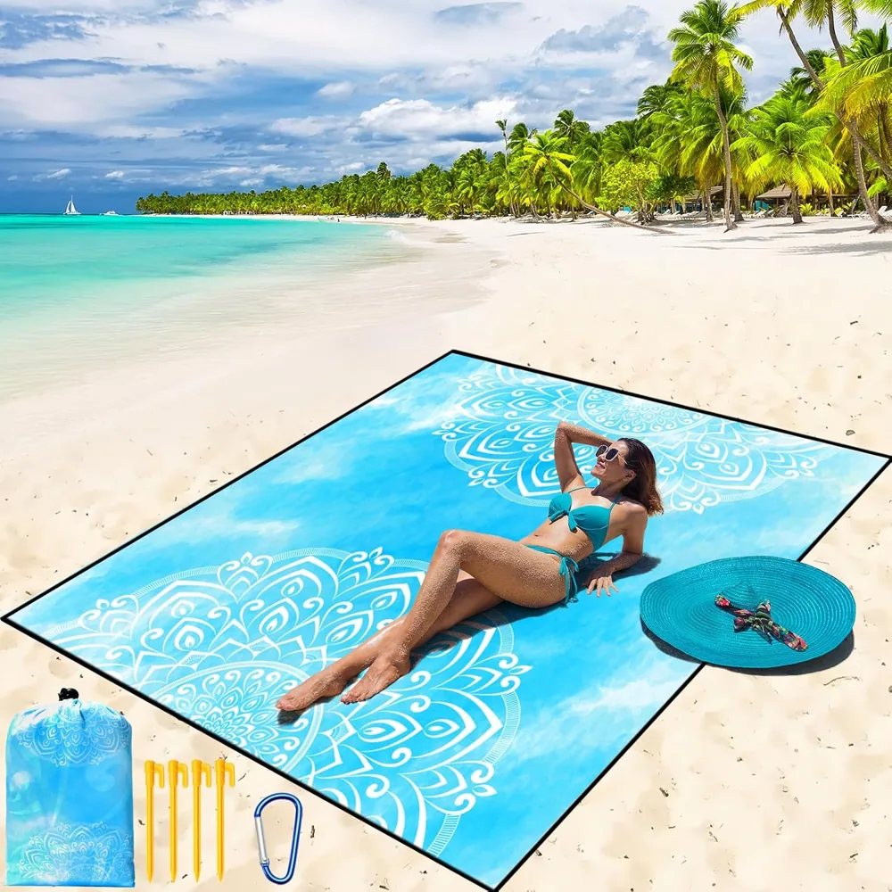 Ink Blue Mandala Beach Blanket