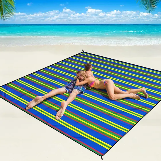 Lemon Lime Stripe Beach Blanket
