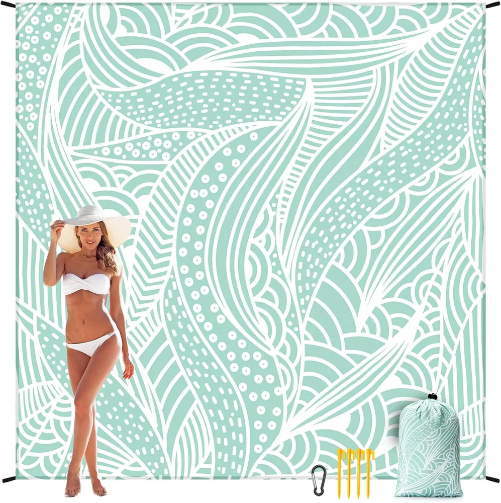Mint Leaf Swirl Beach Blanket