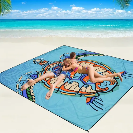 Painted Turtle Medallion Beach Blanket
