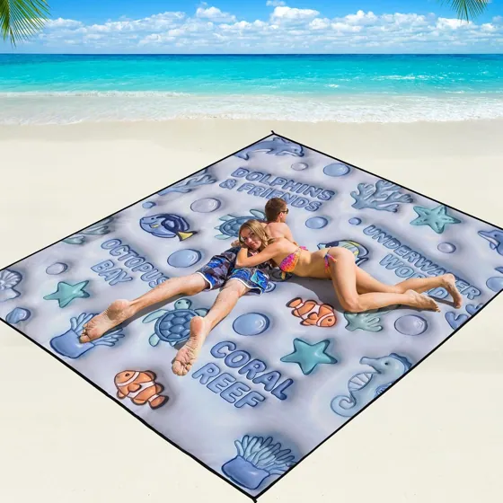 Pale Sea Life Beach Blanket