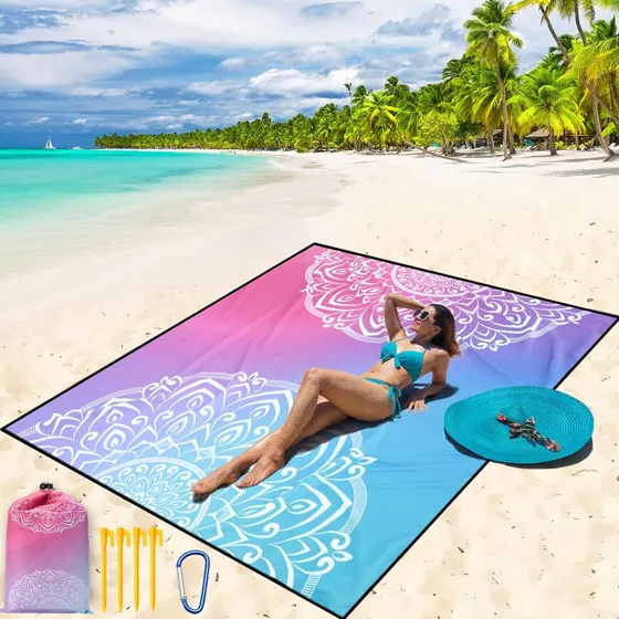 Pink Lagoon Mandala Beach Blanket