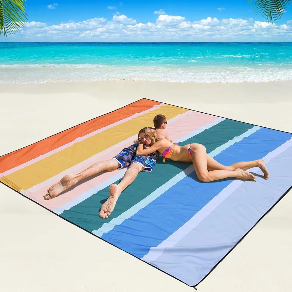 Rainbow Bands Beach Blanket