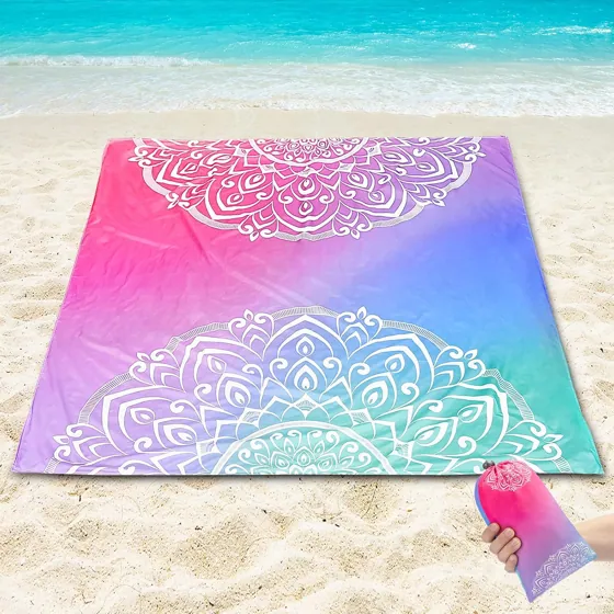 Rainbow Mandala Mist Beach Blanket