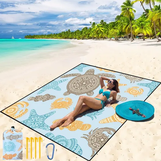 Sand Turtle Doodle Beach Blanket