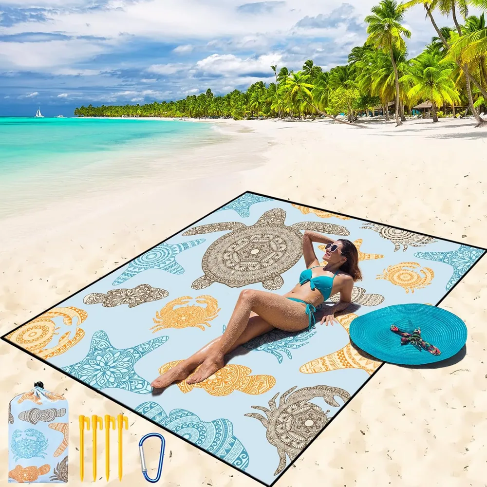 Sand Turtle Doodle Beach Blanket