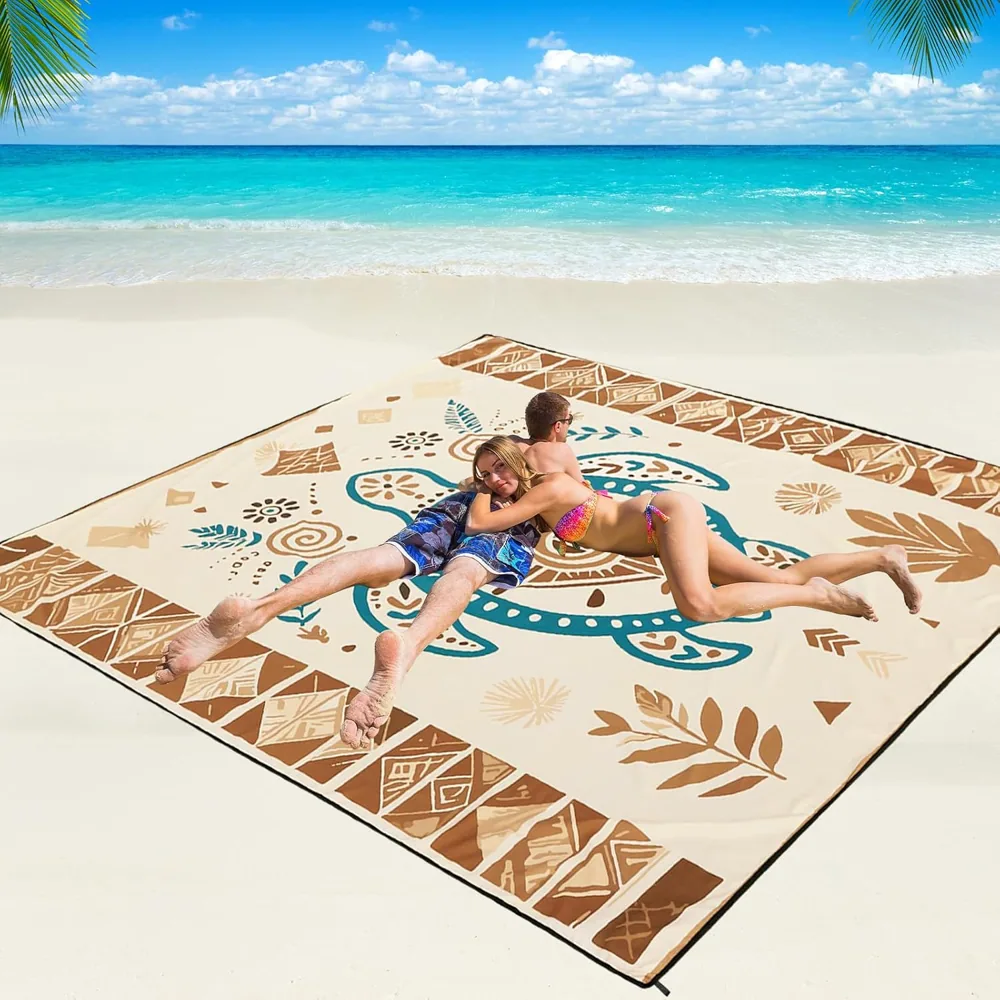 Sand Turtle Geometric Beach Blanket