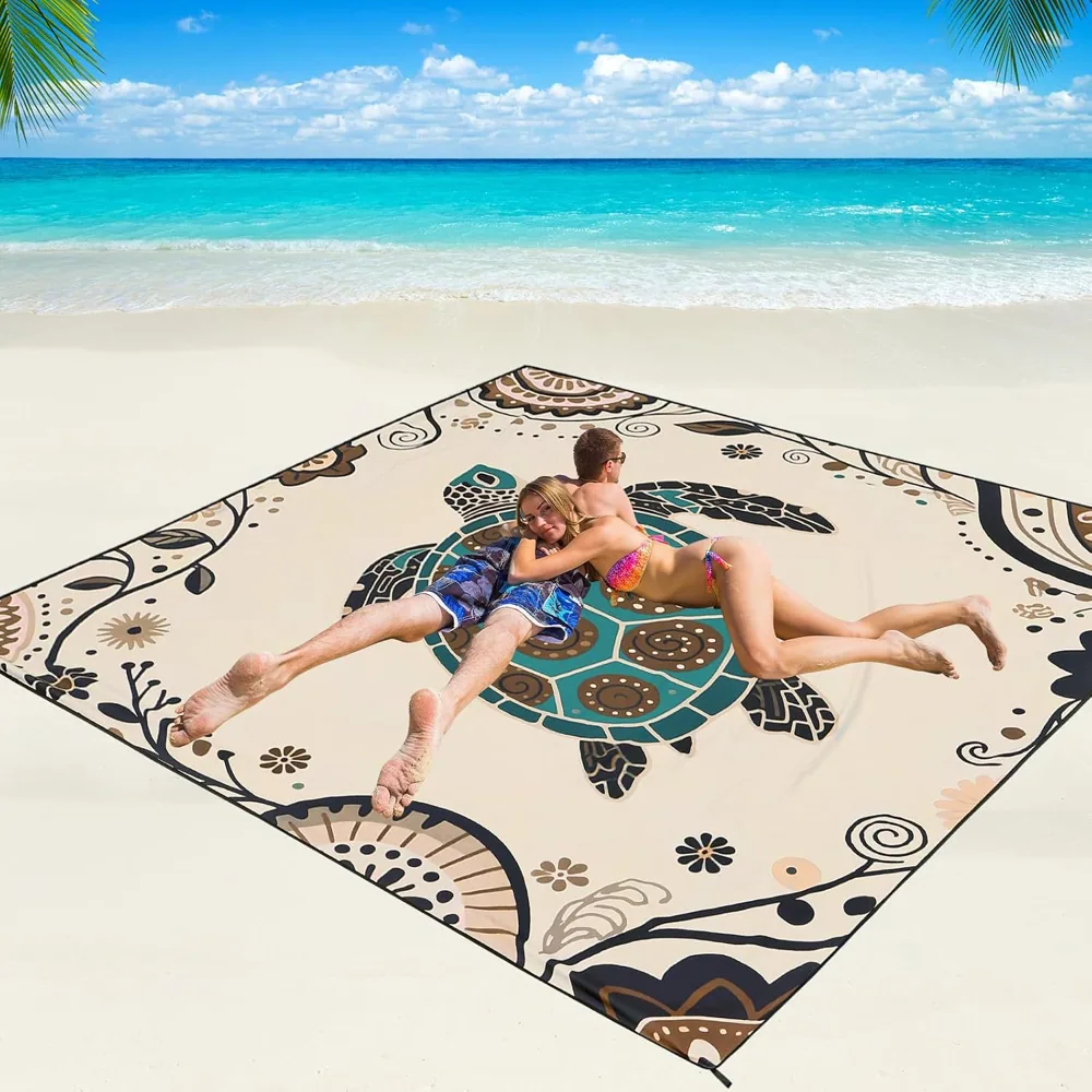Sand Turtle Mandala Beach Blanket