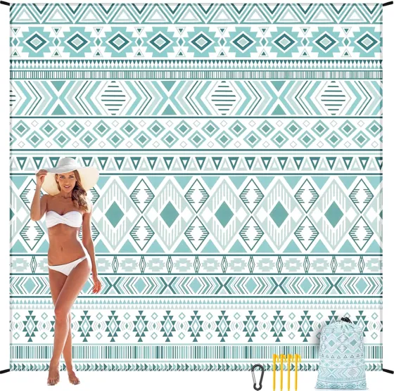 Seafoam Aztec Beach Blanket