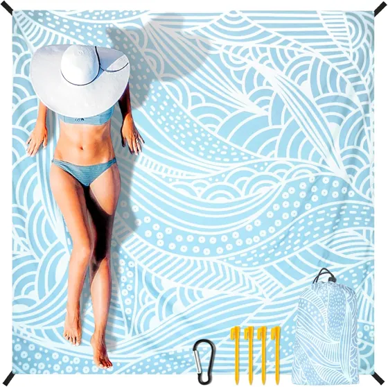 Sky Leaf Swirl Beach Blanket