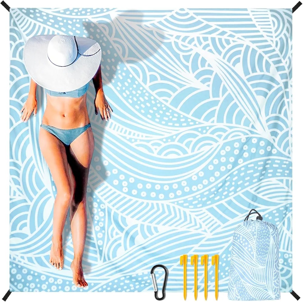 Sky Leaf Swirl Beach Blanket