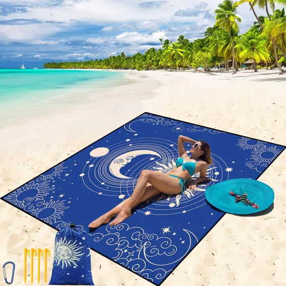 Sun & Moon Navy Beach Blanket