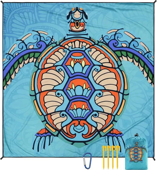 Tribal Turtle Totem Beach Blanket