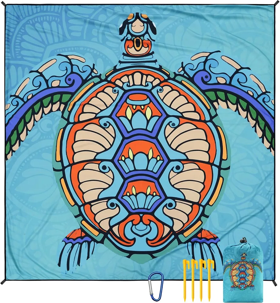 Tribal Turtle Totem Beach Blanket