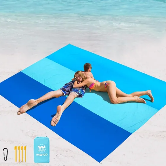 Two-Tone Blue Stripe Beach Blanket