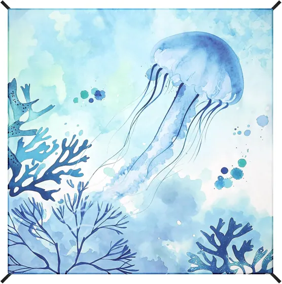 Watercolor Jellyfish Beach Blanket
