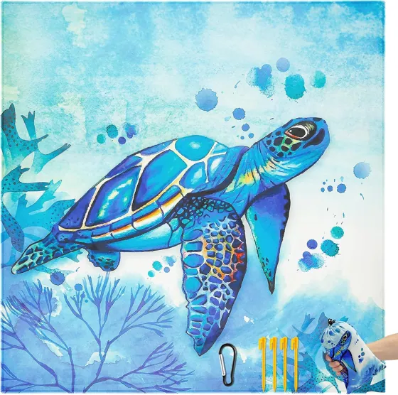 Watercolor Sea Turtle Beach Blanket